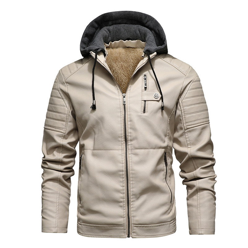 Men Hooded Coat Thick Warm Pu  - đánh giá và giá Leather Work Jacket With Hood